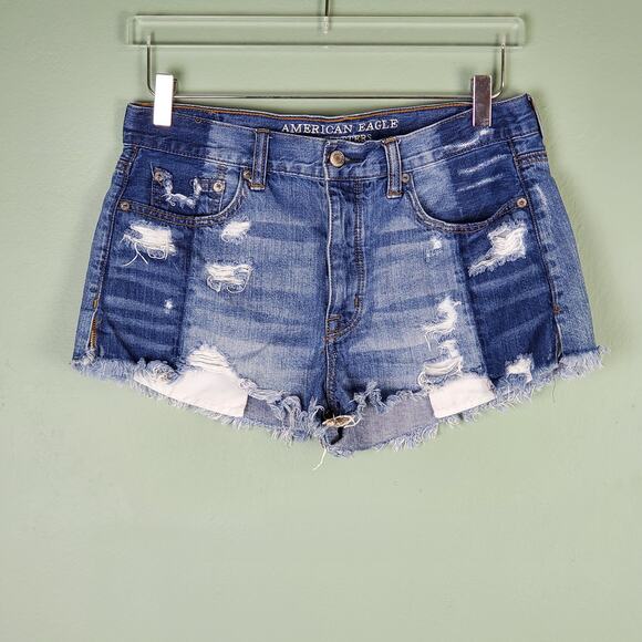American Eagle Outfitters Vintage Hi-Rise Festival Distressed Shorts Size 8 - Picture 1 of 7